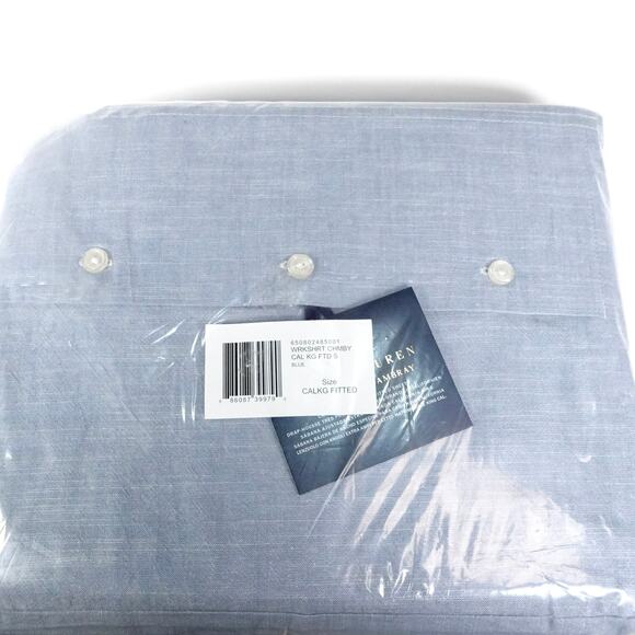New Ralph Lauren Workshirt Chambray California King Extra Deep Fitted Sheet $245 - Picture 5 of 8